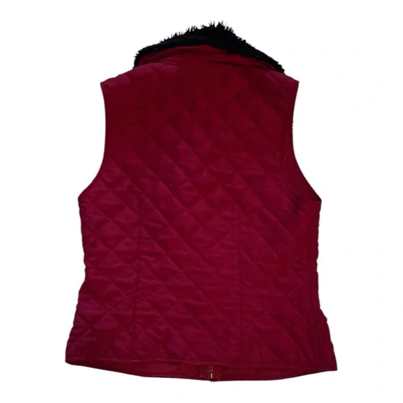 Amy Byer Red Quilted Vest with Faux Fur Collar Girls Large Y2K - Picture 2 of 3